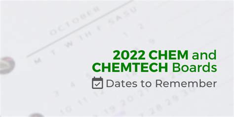 Important Dates to Remember for the 2022 Chemist .